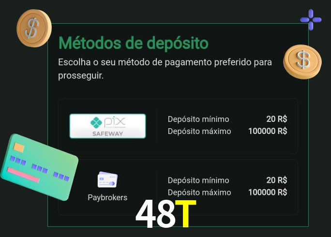 O cassino 48T oferece uma grande variedade de métodos de pagamento